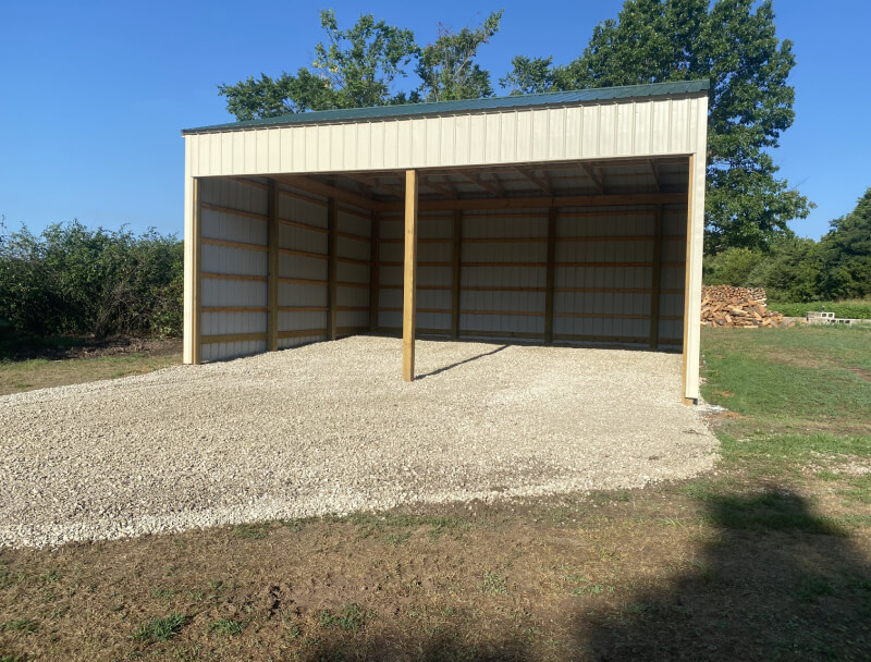 A garage with clean path